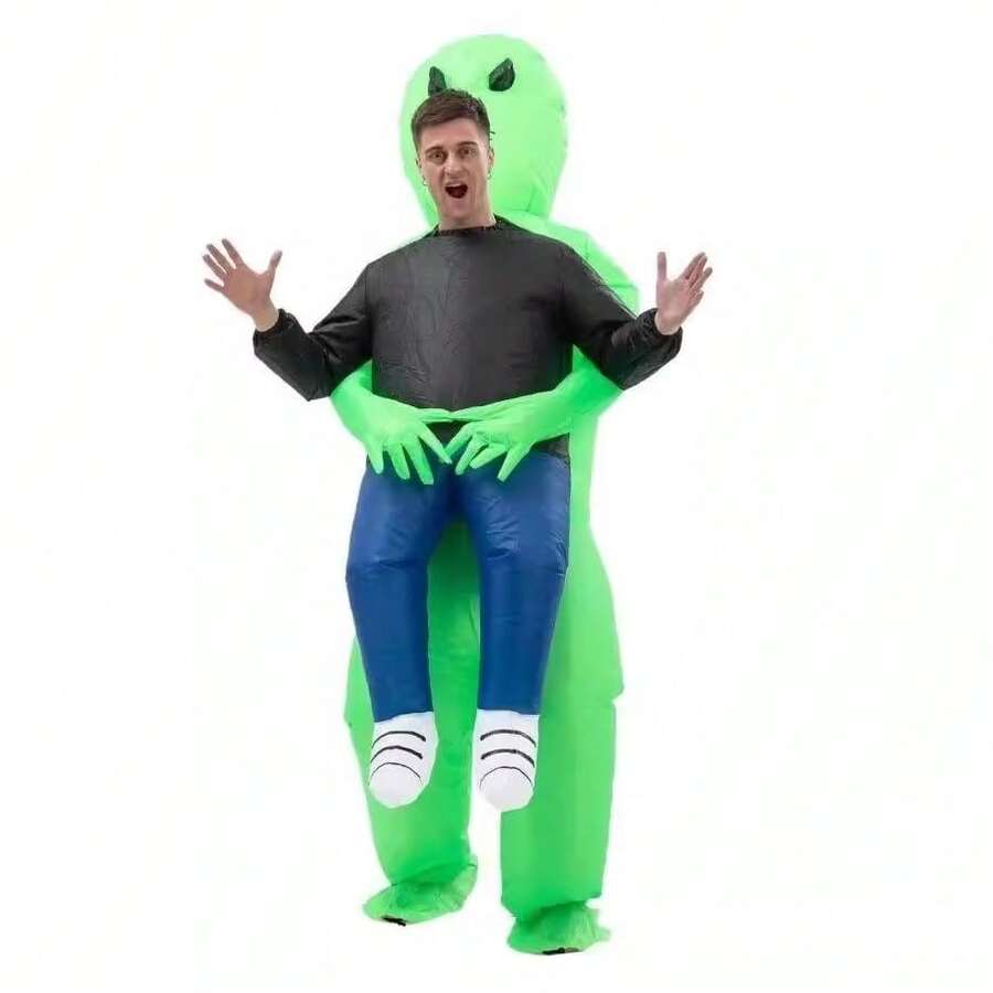 1pc Inflatable Alien Costume For Adults, Suitable For Role-Playing Parties, Full Body Inflatable Rat Costume, Halloween Party Outfit - Green - View 1