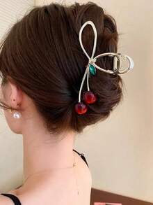 1pc/Set Large Size Cherry Hair Claw Clip, Stylish Hair Claw Hair Accessories For Women Hair Clips Hair Jaw Clip Hair Clamps Hair Clutch Hair Catcher Clip Fall Winter For Vacation Outfits Woman Summer Beach - 金子 - 查看 4