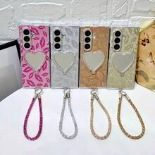 1个女士手机壳，保护套，电镀闪粉嘴唇和爱心图案，带挂绳，可爱时尚，个性化设计，配有可拆卸挂绳，适用于三星Galaxy Z Fold 7、Z Fold 6、Z Fold 5、Z Fold 4、Galaxy Z Flip7、Z FE、Z Flip6、Z Flip5 - 彩色 - 查看 4