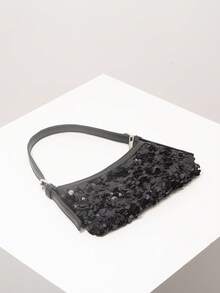 Bolso bandolera retro, bolso de hombro pequeño y elegante con solapa redonda para mujer, vintage - Negro - Ver 7