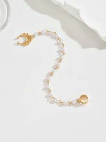 1条时尚、性感、优雅、精致、浪漫的仿珍珠串珠手链，适合女性日常休闲、外出、宴会、音乐节、派对等场合佩戴。 - 金色 - 查看 6