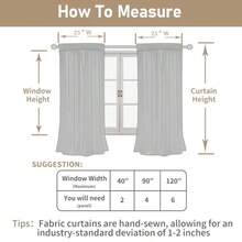 LAMIT Cortinas de Lino Crema de 24 Pulgadas de Largo Paneles de Ventana Semi Transparentes con Filtro de Luz con Trabillas Traseras y Bolsillo para Varilla para Cocina/Ventanas Pequeñas 25 x 24 - Crema - Ver 7