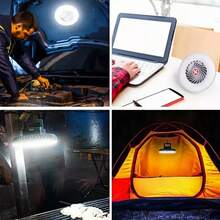 AGUILAMEX Lámpara ventilador de escritorio recargable Luz LED magnético 2 en 1para acampar al aire libre Portátil Mini ventilador de escritorio con luz LED Batería de 2400 mAh carga por USB, con gancho, para acampar, hogar, oficina Versátil Sin soporte - Agua verde azul - Ver 10