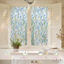 1片可移除欧式树叶花卉静电吸附玻璃膜，艺术彩色玻璃装饰效果，适用于客厅和卧室 - 多色 - 查看 5