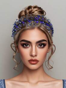 1件闪亮水晶水钻发箍，优雅星形设计宽发箍，适合新娘、婚礼、订婚、舞会、派对、节日、休闲场合佩戴 - 彩色 - 查看 10