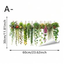 1/2件裝可重複使用PVC靜電吸附鮮綠藤蔓窗貼，植物與花卉圖案，適合溫室、浴室、臥室、客廳及居家裝飾 - 多色 - 查看 13