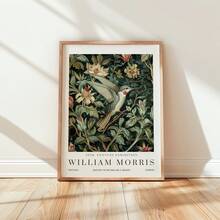 1 Stück rahmenloses William Morris Stil Kolibri Blumen Kunstdruck, Vintage botanisches Poster mit Vogel & Blumen, gemütliche Cottagecore Wanddekoration für Wohnzimmer, Schlafzimmer, Studentenwohnheim, ausgefallene Poster, Zimmer Dekoration, Geschenk - Kolibri - Übersicht 3