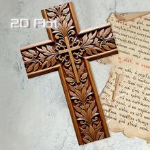 1pc, 2D Flat, Rustic Wooden Cross, Church Style Wall Decoration, Church Pendants, (8*12 Inches/20*30cm) Wall Hanging Cross, A Good Choice For Home Wall Decoration, 2D Flat - 1PC - View 9