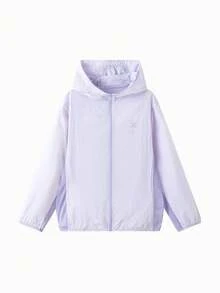 Balabala Áo khoác mùa hè nhẹ, chống tia UV, thoáng mát, có mũ trùm đầu, dành cho bé gái và bé trai. - hồng tím - Xem 1