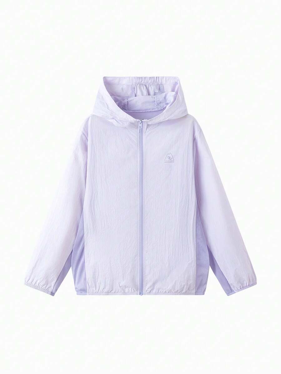 Balabala Áo khoác mùa hè nhẹ, chống tia UV, thoáng mát, có mũ trùm đầu, dành cho bé gái và bé trai. - hồng tím - Xem 1