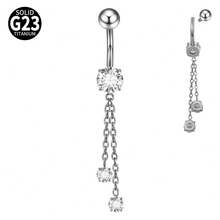 1 chiếc khuyên rốn bằng titan G23 đính đá CZ, kiểu dây chuyền, hình hoa cong, khuyên rốn đính đá CZ. - Như thể hiện trong hình ảnh - Xem 20
