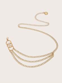 Vintage Elegant Sexy Waist Chain For Women, Three Circular Linked Pendant Waist Belt, Suitable For Skirts, Dresses, Jeans, Casual Wear, Parties, Vacations, Weddings, Gifts For Friends, Family, Girlfriend, Birthday, Valentine's Dayjeans - Gold Openwork Round Accessory Waist Chain - View 5