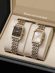 1pc/2pcs Fashion Chain Watch, Girl Square Dial Personalized, Black/Color Changing Dial Options, Suitable For Birthday, Party, Business, Valentine's Day, Mother's Day Gift - Multicolor - View 10