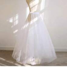 1pc Long 4-Layer White Tulle Skirt Dreamy Fairy Style, Perfect For Wedding Dress Layered Wedding Ceremony And Photography - White - View 2