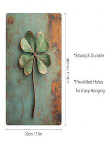 Vintage Four-Leaf Clover Metal Wall Art, Rustic Metal Plaque With Faux Aged Green Enamel And Distressed Texture, Unframed, Suitable For Home, Bar, Cafe, Restaurant, Garage Decor - Perfect For Christmas, Halloween, Easter, Thanksgiving, St. Patrick's Day, Bar Decor | Vintage Wall Art | Unframed Metal Wall Art Decor, Great For Room Decoration - Four-leaf Clover - View 8