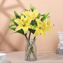 1 pezzo Ramo di giglio artificiale 3D realistico, fiori finti bianchi per decorazione di matrimoni, casa e giardino - Multicolore - Visualizzare 5