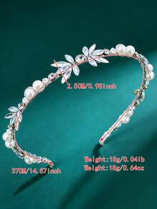 1件简约优雅水钻仿珍珠发箍，百搭款式，适合休闲、派对、婚礼、新娘及伴娘佩戴。 - 銀色 - 查看 6