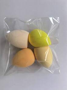 4-Piece Set Of Randomly Colored And Shaped Beauty Sponges, Foundation Blending Sponge Set, Suitable,, And Powder, Latex-Dual-Use Wet And Dry Makeup Puffs, Suitable All Skin Types - Bộ 4 món màu vàng - Xem 6