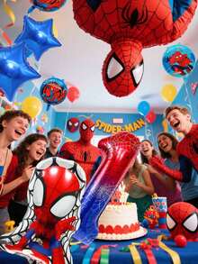 Bộ trang trí bóng bay chủ đề Người Nhện Marvel cho tiệc sinh nhật, bao gồm bóng bay số lớn 40 inch, thích hợp cho các hoạt động kỷ niệm và quà tặng/bó hoa cho trẻ em. - Bộ bóng bay - Xem 2