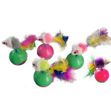 1pc Cat Toy With Rotating Mouse Hanging Toy, Stable Base And Rocking Rod | Suitable For Kitten Exercise And Play, Artificial Feather, No Battery Required - Multicolor - View 6