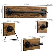 MyGift - Juego de 4 piezas para baño madera metal y madera color marrón oscuro - Marrn - Ver 4
