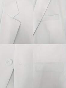 Men'S Classic Two-Piece Business Suit Featuring A Solid Color Blazer And Pants With Functional Pockets, Ideal For Formal Occasions Such As Weddings, Interviews, Parties - White - View 5