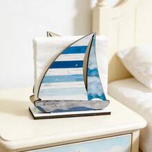 1/4 pièces Porte-serviettes en bois en forme de voilier, ornement de bureau nautique et côtier pour table à manger et cuisine, décoration de maison de plage, support pour papier-mouchoir et serviettes, centre de table et organisateur charmant en forme de bateau à voile, fournitures de décoration idéales pour fête à la maison, bois durable fini avec une surface lisse, accessoire de décoration polyvalent pour maisons, chalets, appartements côtiers et ensembles de salle à manger inspirés du style côtier - Multicolore - Voir 11