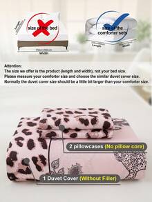 3pcs Leopard Print Duvet Cover Set, Super Soft & Breathable Microfiber Fabric, All Season Use, Machine Washable, Wrinkle Resistant, Suitable For King/Queen/Full/Double Bed, Home, Dorm, Apartment, Hotel, Vacation Rental, Gift - Multicolor - View 12