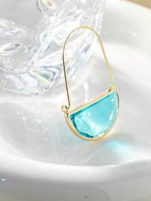 一对创意百搭优雅半圆形水晶耳环，奢华简约珠宝礼品，适合女性日常、派对、旅行佩戴 - 彩色 - 查看 12