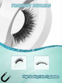 1 Pair Natural E Magnetic False Eyelashes With Eyelash Clip, Soft Magnetic Lashes, No Glue Needed, Reusable, Suitable For Beginners - Black - View 2