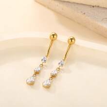 SWANJO 1pc Titnaium Waterdrop CZ Belly Button Ring 14G Internally Threaded Zirconia Navel Piercing Body Jewelry For Women - TN033 - View 5