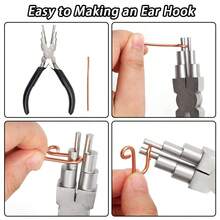 KLONKEE 金属丝环钳，珠宝制作工具 - 凹头（空心）/圆头钳，金属丝环钳和金属丝弯曲钳，高碳钢篮钳，配有 2-9mm 可调节环，专业绕线工具，适用于耳环、戒指、项链和珠宝制作（多功能设计），珠宝制作工具套装 - 彩色 - 查看 4