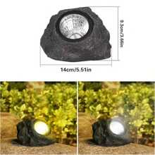 1个太阳能岩石灯，LED聚光灯，户外太阳能岩石灯，防水花园灯，适用于庭院、花园、小路、走道、家居、派对和泳池装饰 - 太陽能岩石燈 - 查看 3