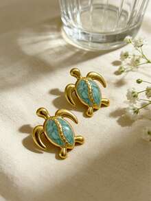 1对极简海龟耳钉，夏季海洋沙滩耳环，女士专业珠宝 - 2pcs海龜 - 查看 4