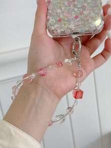 1 pieza Cordón de teléfono con cuentas de cristal de lujo, colgante de teléfono delicado, llavero de muñeca, accesorio para bolso - Multicolor - Ver 3