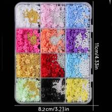 1500pcs Colorful Mini Flower Nail Art Decorations, 3D Acrylic Flower Nail Decor, Pearl Gold & Silver Caviar Beads, Unscented Nail Art Accessories, Suitable For Manicure And DIY Nail Art Nail Supplies Nails - 彩色 - 查看 5