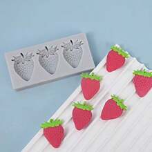 2 piezas Molde de silicona 3D en forma de fresa para polos, bandeja de liberación fácil para helados, herramienta de elaboración de postres congelados caseros para polos y barras de yogur - Gris - Ver 5