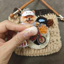 1pc 3D Big Belly Fried Chicken Shiba Inu Keychain, Multifunctional Hanging Clip Decorative Hook, Funny Prank Toy Creative Gift - Apricot - View 7