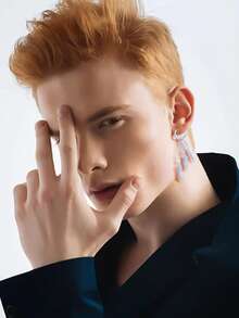 优雅羽毛吊坠耳环 - 低过敏性不锈钢波西米亚风饰品，叶子链长流苏耳环，朋克哥特风耳环，男女皆宜，适合派对和送礼 - 彩色 - 查看 5