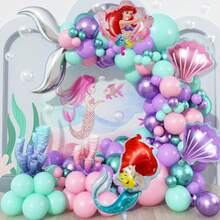 5件套公主风气球装饰套装，派对气球套装，可爱卡通人物主题气球，男女宝宝生日派对装饰，节日活动装饰套装，公主铝箔气球，公主生日派对装饰，安娜铝箔气球 - 彩色 - 查看 10