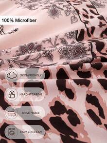 3pcs Leopard Print Duvet Cover Set, Super Soft & Breathable Microfiber Fabric, All Season Use, Machine Washable, Wrinkle Resistant, Suitable For King/Queen/Full/Double Bed, Home, Dorm, Apartment, Hotel, Vacation Rental, Gift - Multicolor - View 6