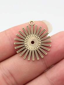 10个29x26毫米圆形几何太阳形状吊坠，适用于DIY珠宝制作，如项链、钥匙扣、手机链、手链等，手工工艺品制作配件 - 太陽 - 查看 4