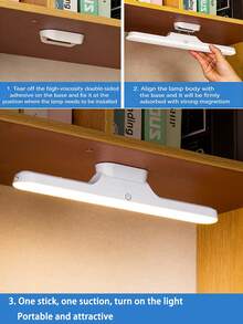 Lumière de placard LED 30cm/11.81 pouces, activée par le toucher, luminosité réglable avec 3 réglages de couleur, barre lumineuse rechargeable USB, éclairage de lit LED, bande pour miroir, cuisine, placard, table de nuit, bureau - lumière tricolore - Voir 5