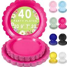 40 chiếc đĩa giấy dùng một lần kích thước 9 inch và 7 inch, đồ dùng cho tiệc cưới, sinh nhật, tiệc trà ngoài trời. - Xem 7