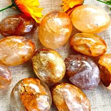 1pc AAA+ Golden Healer Quartz Palm Stone, Smooth Golden Stone, Natural Loose For Gift & Home Decor - Multicolor - View 7
