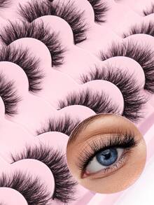 40 Pairs Mixed Style Natural Crossover False Eyelashes, Handmade Lengthened Thick Curly Eyelashes Artificial 3D Fuax Mink Eyelashes D Curvature Makeup Tools Hot Sellers For Daily Life,Gift For Women - 黑色 - 查看 7