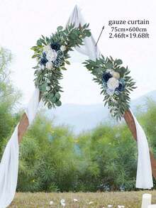 Set 3 Buah Bunga Lengkungan Pernikahan Buatan Warna Abu-Biru, Termasuk Kain Dekorasi Lengkungan Mengkilap Sepanjang 26 kaki, Cocok untuk Latar Belakang Upacara Pesta Pernikahan DIY, Dekorasi Bunga, Pesta Bayi, Pesta Ulang Tahun, Dekorasi Rumah - Biru - View 4