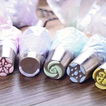 27pcs/Set Stainless Steel One-Piece Cream Piping Nozzles, Variety Of Designs For Baking, Desserts, Cakes DIY Flower & Leaf Decorating Tips