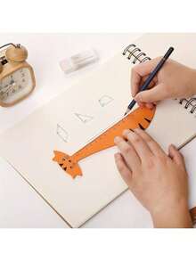 5pcs Cute Animal Shaped Wooden Rulers Set, Creative Cartoon Measuring Rulers, Kawaii Stationery For Office & Study Supplies - A - View 5