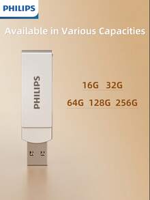 Ổ cứng di động PHILIPS, kích thước nhỏ gọn và trọng lượng nhẹ, dễ dàng mang theo và sử dụng mọi lúc, mọi nơi. Nó lưu trữ dễ dàng nhiều loại tệp khác nhau như video, nhạc và tài liệu. Có các dung lượng 16GB, 32GB, 64GB, 128GB và 256GB, một chiếc ổ USB tiện dụng. - Xem 3